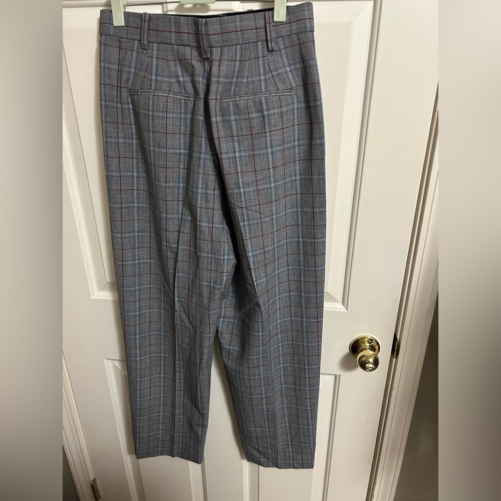 TORY BURCH Plaid Wool Blend Trousers Size 6 - Picture 4 of 4